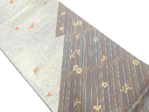 引箔流水に花・蝶模様織出し袋帯